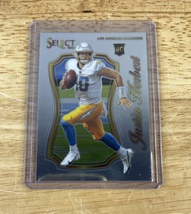 lot 485 image: 2020 Panini Select Certified Justin Herbert NFL Rookie Card - Los Angles Chargers J