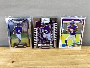 lot 492 image: Jordan Addison Rookie Card Lot - 3 Panini RCs (Prizm, Donruss, Absolute) J