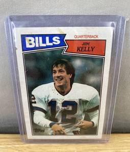 lot 513 image: 1987 Topps Jim Kelly NFL Rookie Football Card - Buffalo Bills J