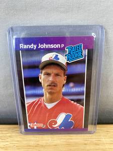 lot 516 image: 1989 Donruss Randy Johnson Rated Rookie MLB Baseball Card Montreal Expos J