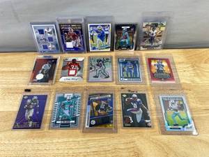 lot 535 image: 15 Football Trading Card Lot - Rookie Inserts, Relics, Stars J