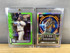 lot 540 image: MLB Baseball Randy Arozarena Bowman Green 208399 & Clayton Kershaw Star Command Cards