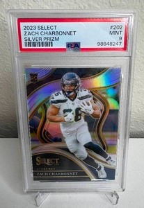 lot 602 image: 2023 Panini Select Zach Charbonnet NFL Football Silver Prizm Rookie Graded PSA 9 - Seattle Seahawks M