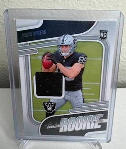 lot 605 image: 2024 Panini Absolute NFL Football Brock Bowers Rookie RC Patch Card - Las Vegas Raiders M