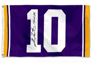 lot 20 image: Fran Tarkenton NFL Minnesota Vikings Facsimile Signed 3 x 5 Football Jersey Flag - Brand New