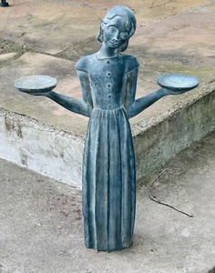 lot 77 image: 30 inch Cast Metal Garden Statue Bird Girl of Savannah