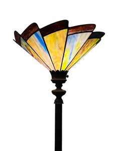 lot 10 image: Stained Glass Torchiere Floor Lamp