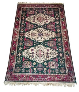 lot 35 image: Woven Oriental Area Rug 61 x 89 Inch with Geometric Patterns