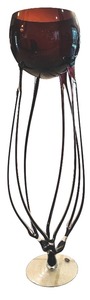 lot 25B image: DR - Vin Josefina Krosno 37 Inch Glass Art Vase on Metal Stand