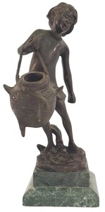 lot 29B image: DR - Vintage Bronze Sculpture The Water Bearer on Marble Base