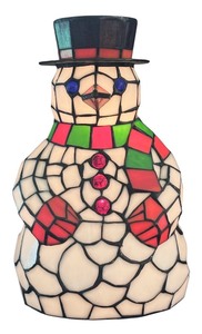 lot 44R image: DR - 13-Inch Tiffany Style Snowman Holiday Lamp