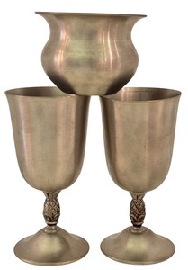 lot 47 image: International Silver Co. Set 2 Pewter Goblets and 5-Inch Pewter Vase