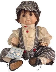 lot 79R image: MBR - Kopy Kats Handmade 18-Inch Porcelain Doll Joey with Tag