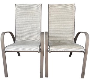 lot 102 image: G - Pair of Vintage Patio Chairs with Metal Frames