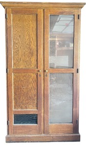 lot 106 image: G - Vintage Wooden Wardrobe with Glass Door and Solid Wood Door MVS F1857