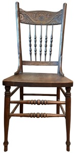 lot 129 image: MBR - Vintage Wooden Chair with Carved Backrest