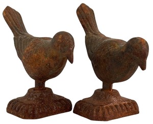 lot 143 image: DR - Pair of Cast Iron Bronze Bird Statues, 5 Inches Tall