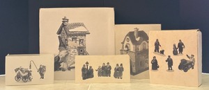 lot 187A image: Department 56 Heritage Village Collection Porcelain Accessories and Buildings Set of 5