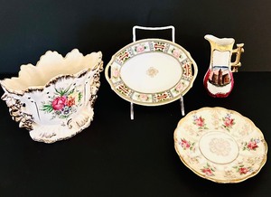 lot 184 image: K - Antique Porcelain China Lot with Hand Painted Nippon and Chester Iowa Pitcher