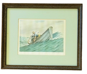 lot 185 image: K - Framed Robert Chace Signed Nautical Watercolor Print