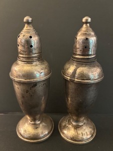 K - Set of 4 Sterling Silver Salt and Pepper Shakers, Empire and Reed & Barton