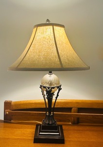 lot 26 image: LR - Table Lamp with Fabric Shade and Decorative Base