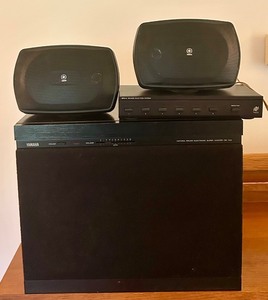 lot 37 image: LR - Yamaha NS-W2 Subwoofer with Niles SPS-6 Speaker Selector and 2 Yamaha Speakers