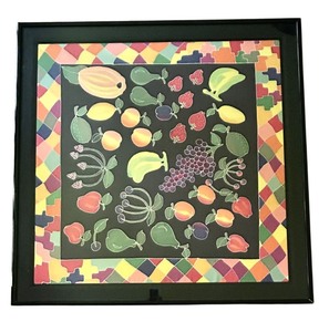 lot 41CC image: K - Large Framed Colorful Fruit Art Print with Geometric Border