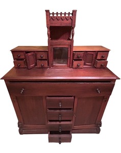 lot 50CC image: LL - Antique Wooden Sideboard with Carved Details and Drawers