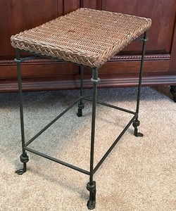 lot 151 image: B2 - Wicker and Metal Side Table with Casters