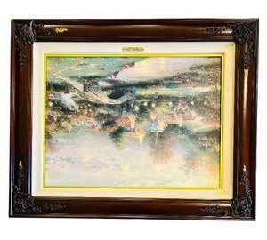 lot 159 image: K - Framed Thomas Kinkade Signed Village Cottage Print