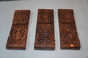 lot 22 image: Carved Wood Adjustable Bookends
