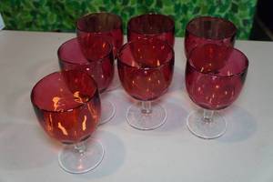 lot 131 image: Red Glass Goblets