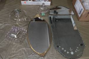 lot 89 image: Vintage Mirrors and Glass Lids