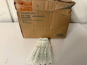 lot 76 image: 750ct 6.3 Compostable Forks-Individually Wrapped