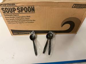 lot 77 image: 1000 Boardwalk Heavy Weight-Individually Wrapped Soup Spoons