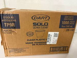 lot 90 image: 1000x 9oz Solo Clear Plastic Cups
