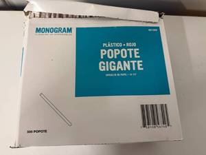 lot 99 image: 500x Plastic Giant Straws-Red