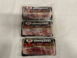 lot 101 image: AA. 3x 12oz Jimmy Dean Bacon-Hickory Smoked