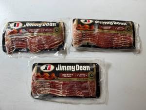 lot 108 image: AA. 3x 12oz Jimmy Dean Bacon-Hickory Smoked