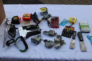 lot 19 image: Lot of Locks with keys, tape measures Precicision Knife set and more