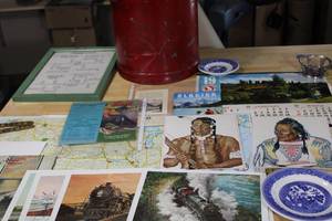 lot 63 image: Large Great Northern Collection Railroad Dishes, paper Collectibles prints, maps and more