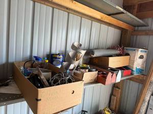 lot 28 image: Everything on Shelf - Nail Bins, Screen, Household Items