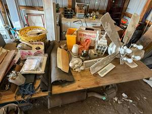 lot 62 image: Everything on Table - Screen, Lights, Ceiling Fan, Swings & More