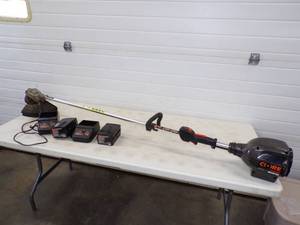 lot 13 image: Core Power Cordless String Trimmer 2 Batteries 2 Chargers