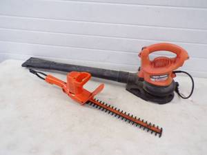 lot 21 image: Black N Decker Blower Vac and Hedge Trimmer 110V