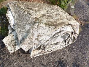 lot 62 image: Large Tarp White Good For Woodpile may have holes or rips