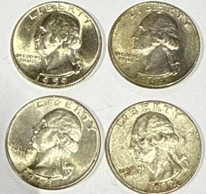lot 16 image: Lot of 4 Silver (90%) Washington Quarters