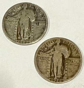 lot 32 image: Lot of 2 Standing Liberty Quarters