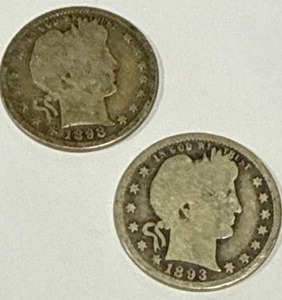 lot 38 image: Lot of 2 Barber Quarters